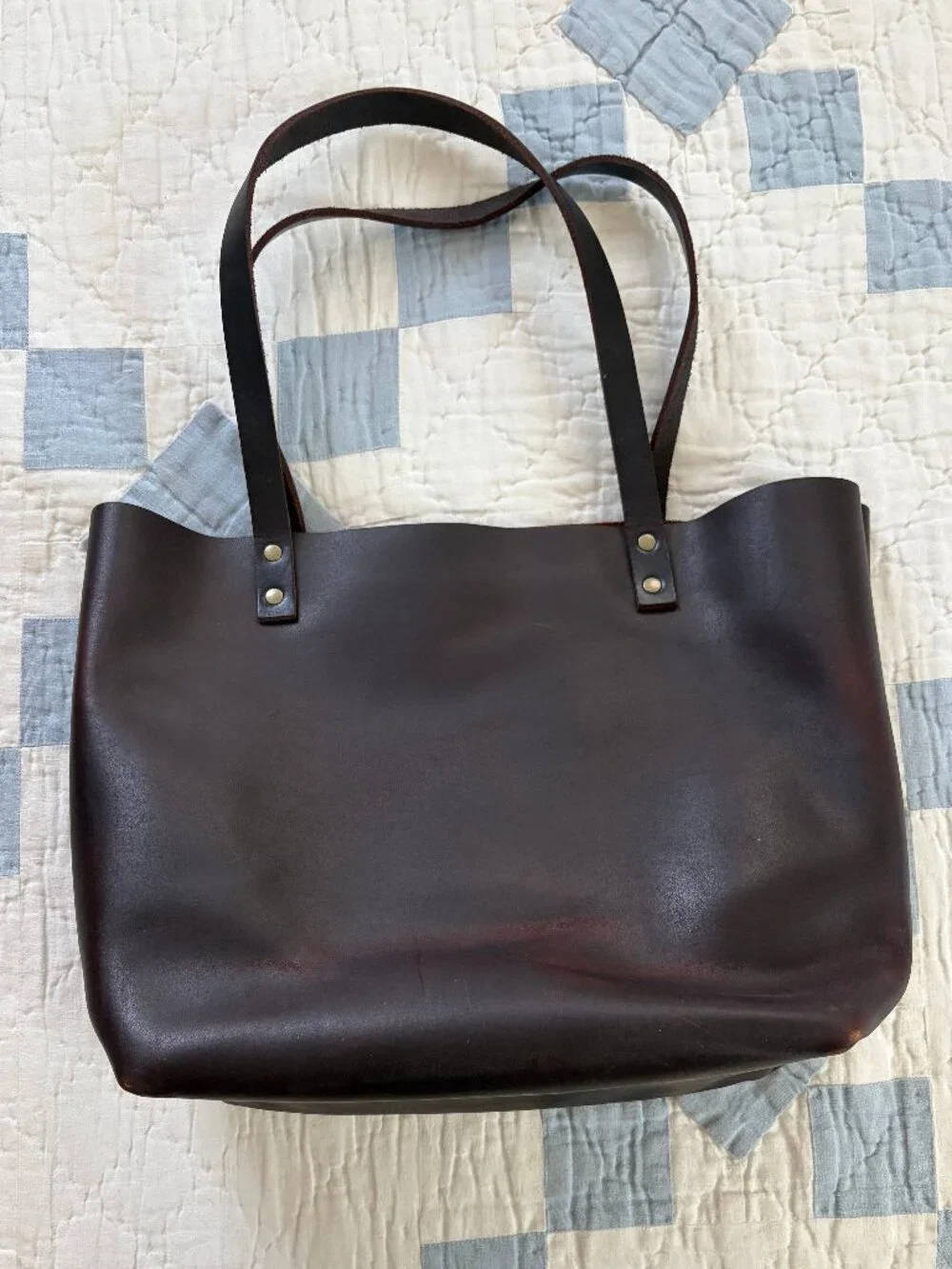 Portland Leather Medium Tote, Grizzly